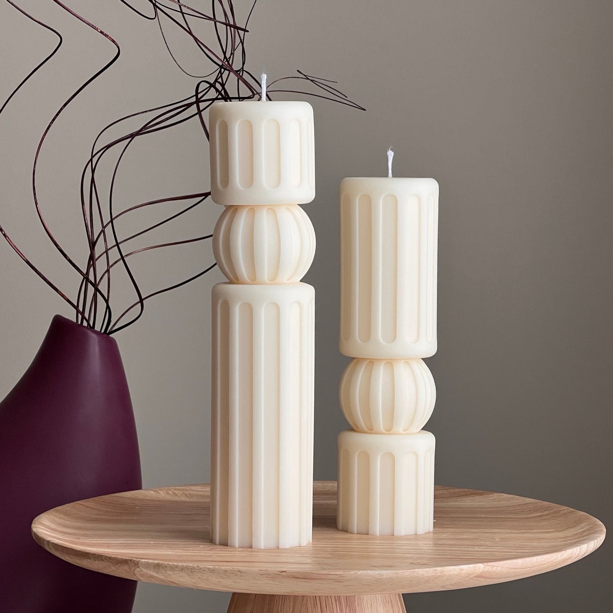 Lot de bougies de cire de soja Piliers Romains : Décoration intérieure minimaliste