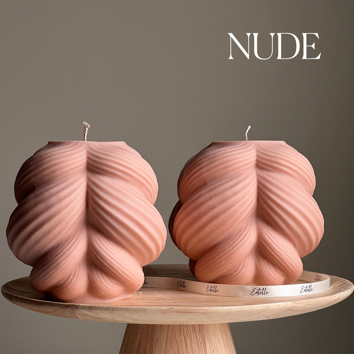 Grande bougie nœud torsadé : cire de soja non parfumée, décoration d'intérieur