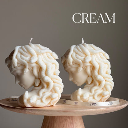 Medusa Soy Wax Candle: Sculptural Woman Head Statue Candle
