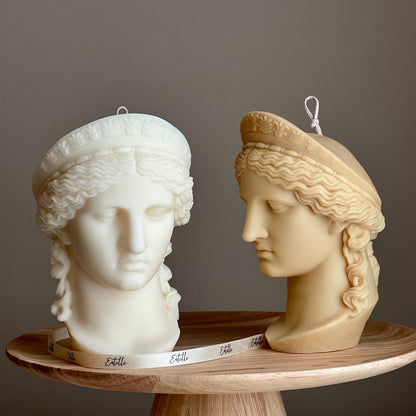 Bougie Buste de la Déesse Héra : Bougie Sculpturale Statue Grecque