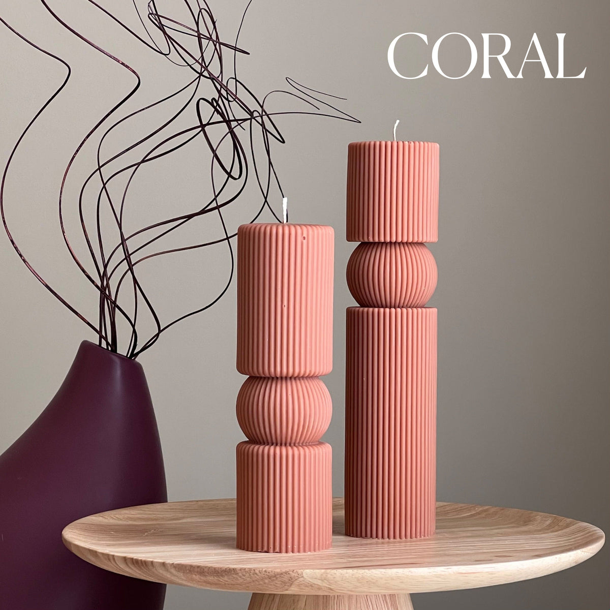 Lot de bougies en cire de soja cannelées de style romain | Grande bougie pilier, Décoration intérieure