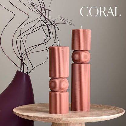 Lot de bougies en cire de soja cannelées de style romain | Grande bougie pilier, Décoration intérieure