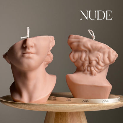 Bougie en cire de soja David's Face : Bougie buste de statue grecque