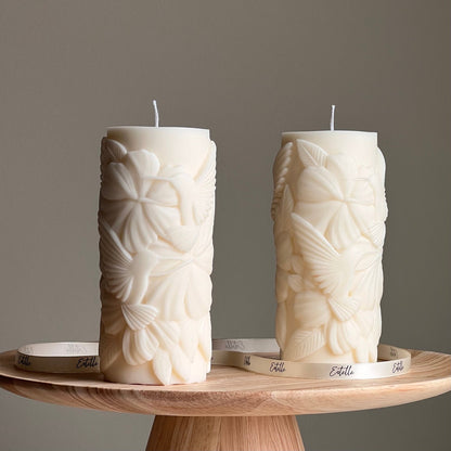 Bougie Pilier en Soja Colibri : Décoration Sculpturale pour la Maison