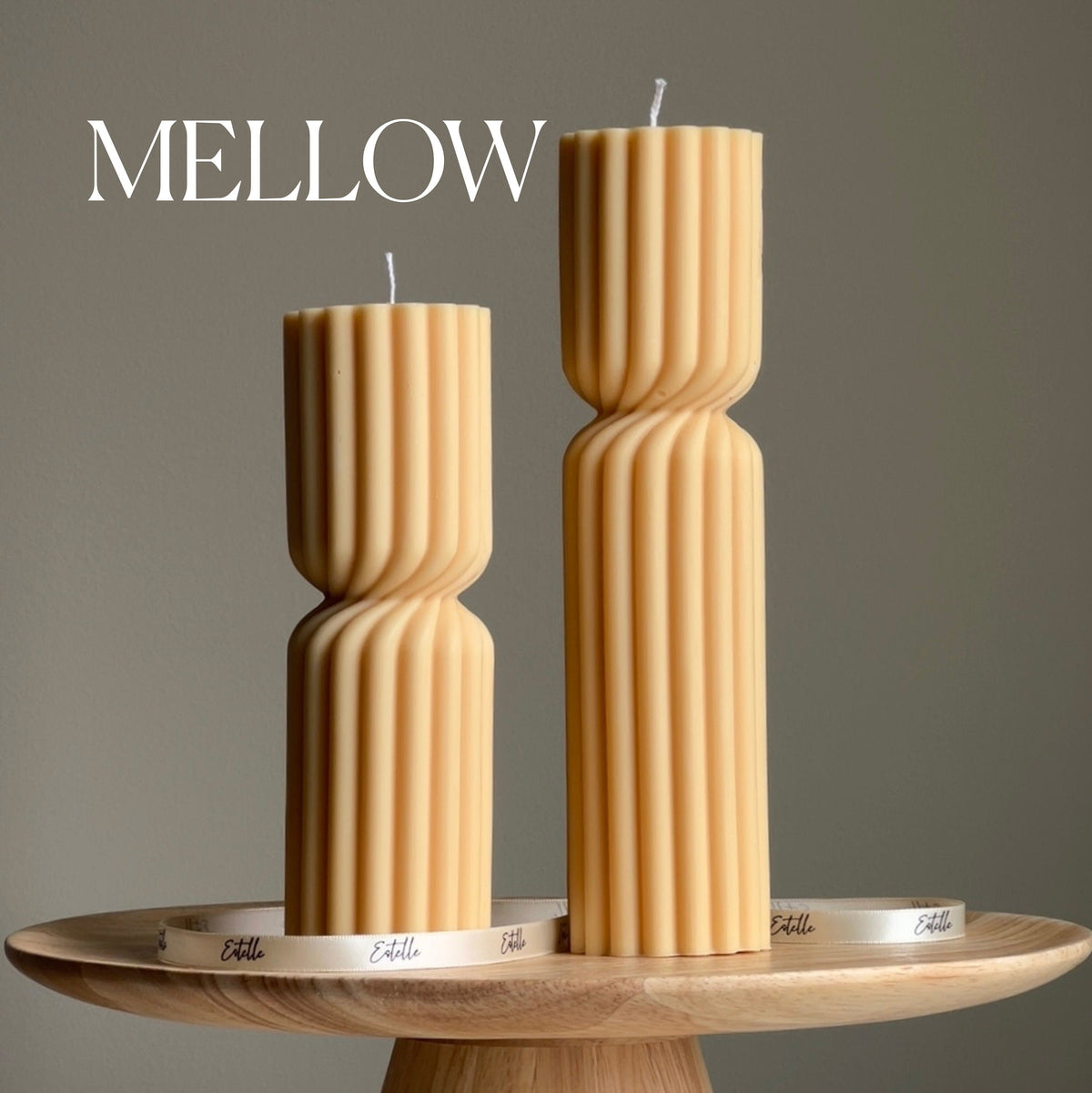 Ribbed Hourglass Soy Pillar Candle: Sculptural Table Decor