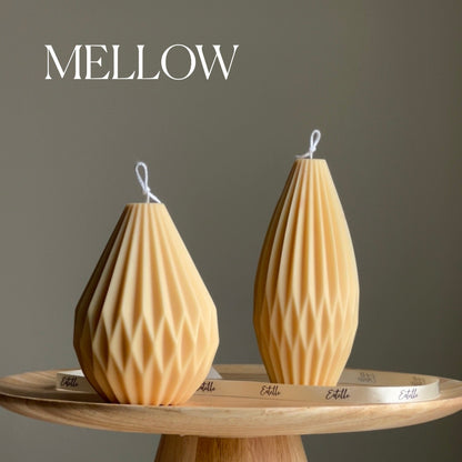 Bougie lanterne origami : bougie sculpturale en cire de soja, décor minimaliste