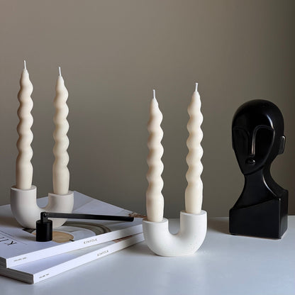 Bougeoir double en Jesmonite | Décoration de table de mariage moderne