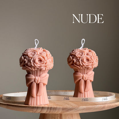 Bougie sculpturale bouquet de fleurs | Bougie pilier en cire de soja