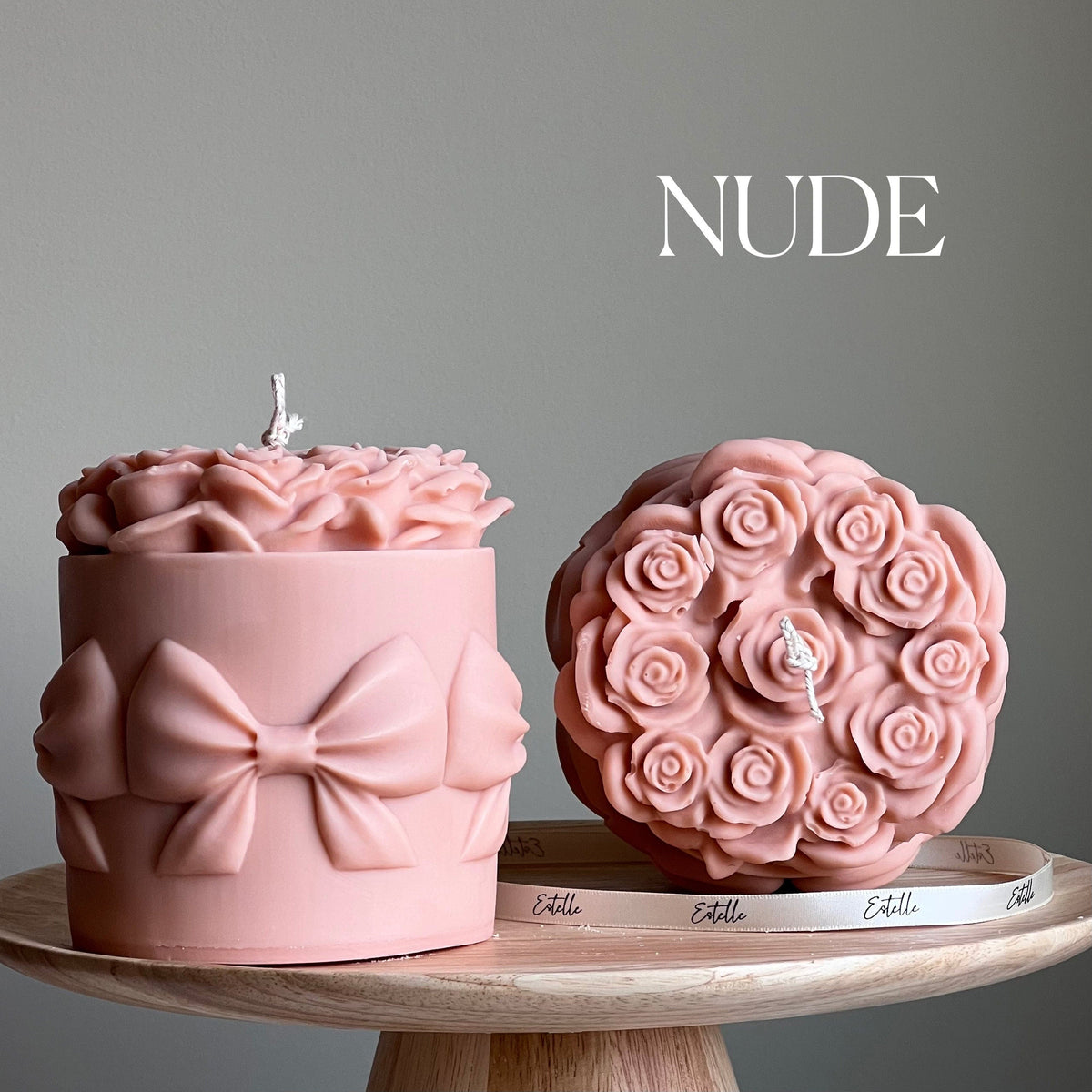 Big Rose Basket Candle | Hand Poured Soy Wax Pillar Candle