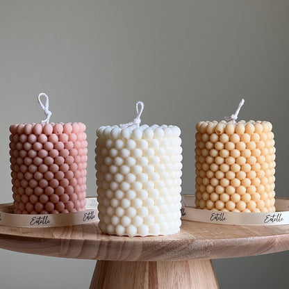 Bougie Pilier en Cire de Soja Bulle : Décoration Géométrique pour la Maison
