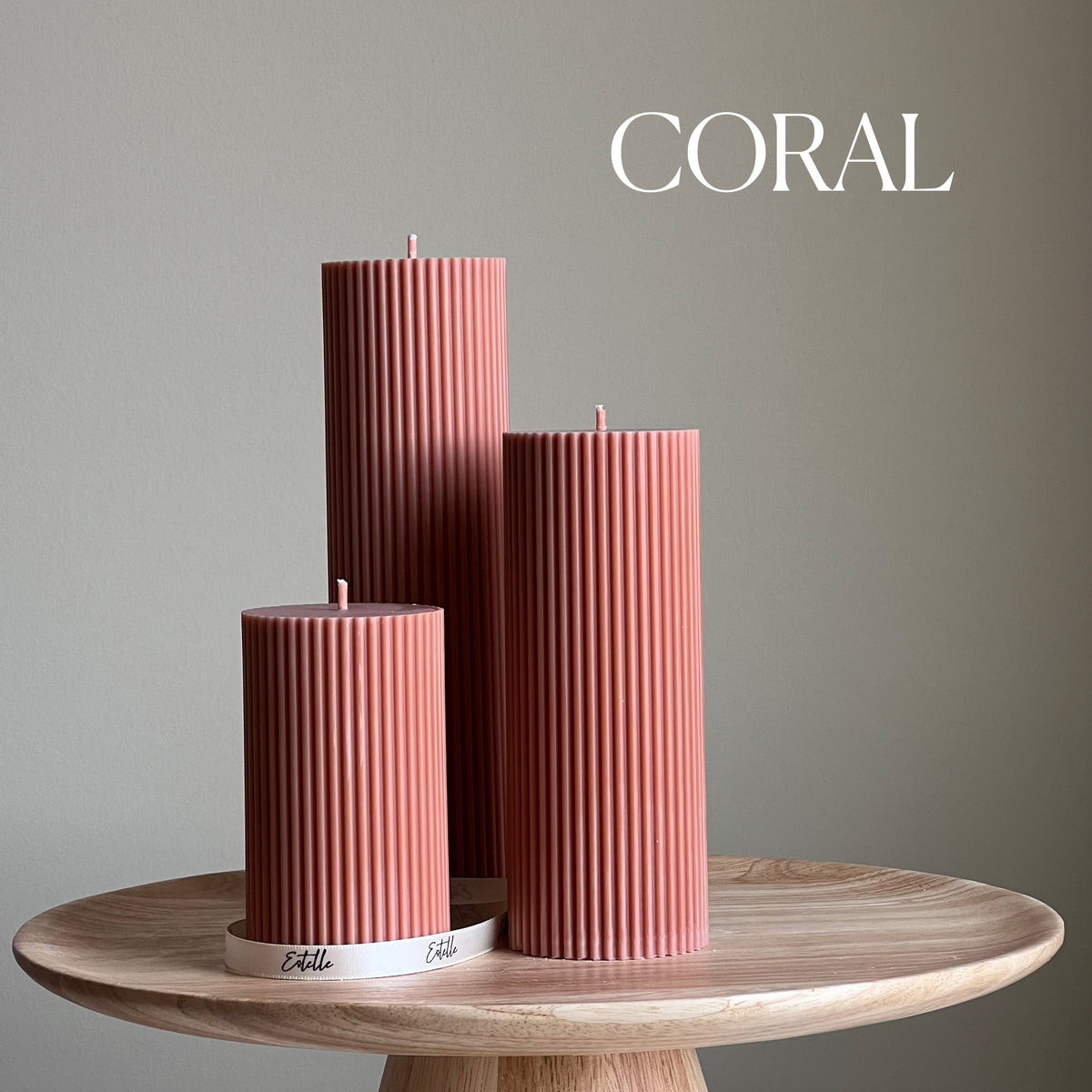 Bougie pilier en cire de soja côtelée faite main | Décoration d'intérieur