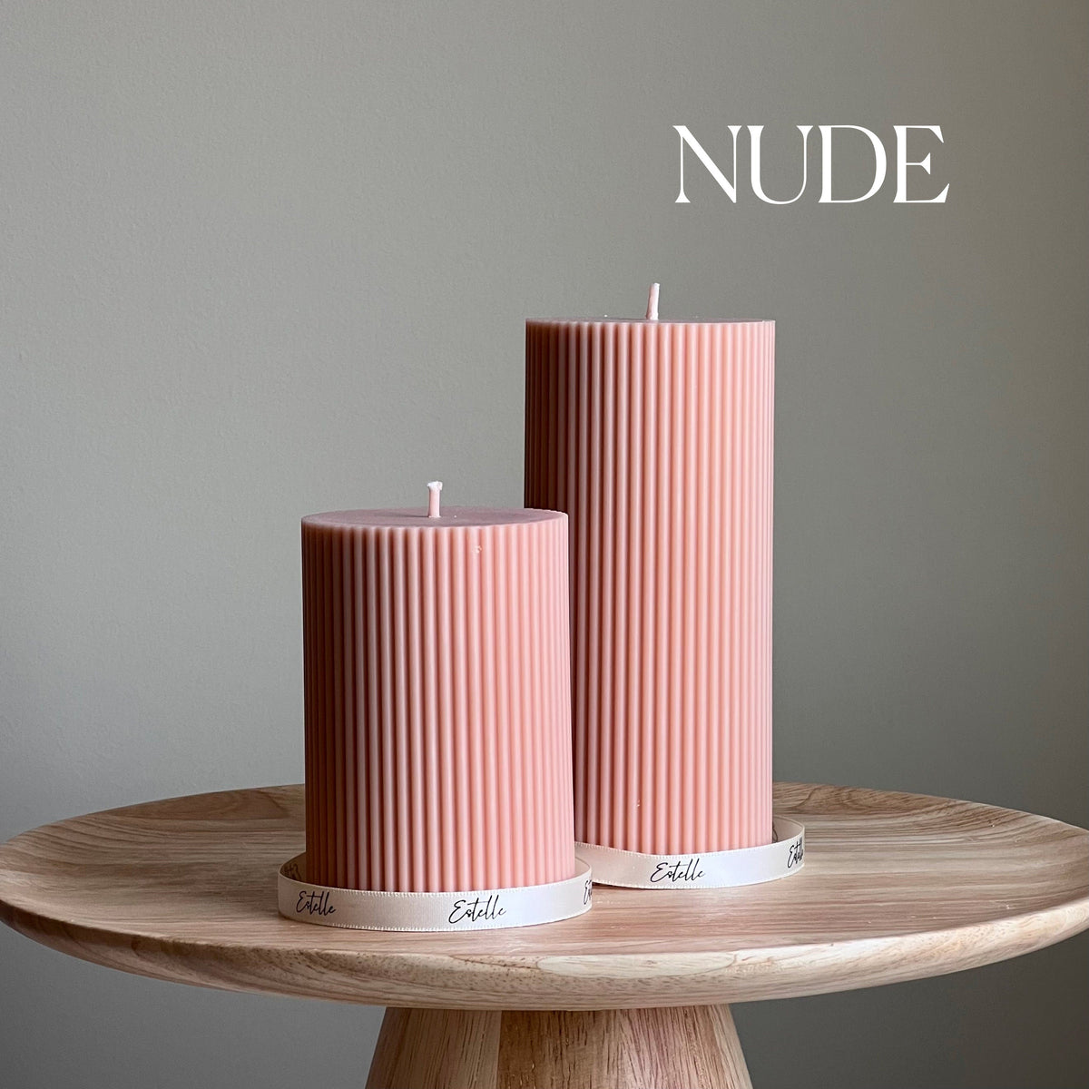 Lot de bougies pilier côtelées en cire de soja | Non parfumées, décoratives