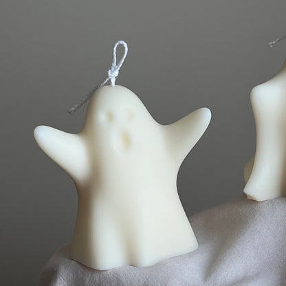 Handmade Halloween Ghost Candle: Sculptural Soy Wax Decor
