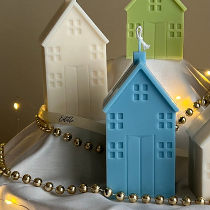 Bougie de Noël artisanale en forme de maison : Décoration de Noël