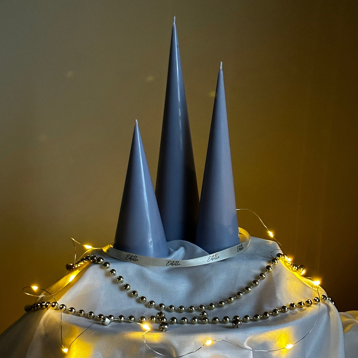 Minimalist Christmas Cone Candle Set: Hand Poured Soy Wax Decor