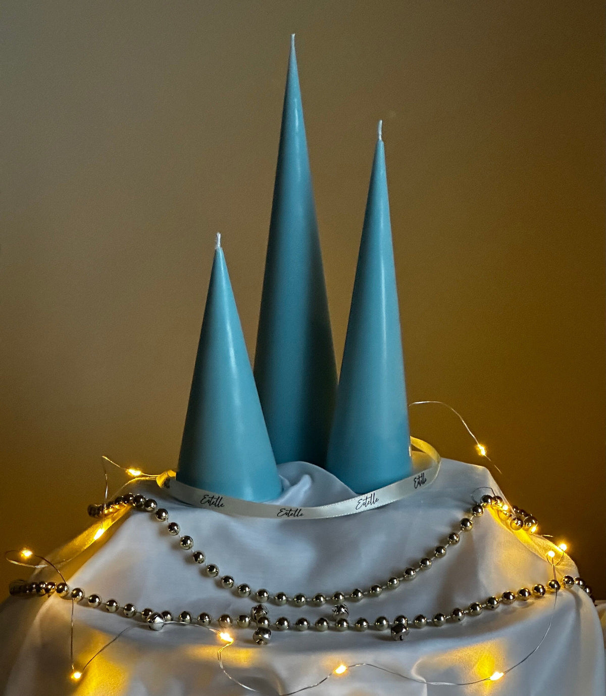 Minimalist Christmas Cone Candle Set: Hand Poured Soy Wax Decor
