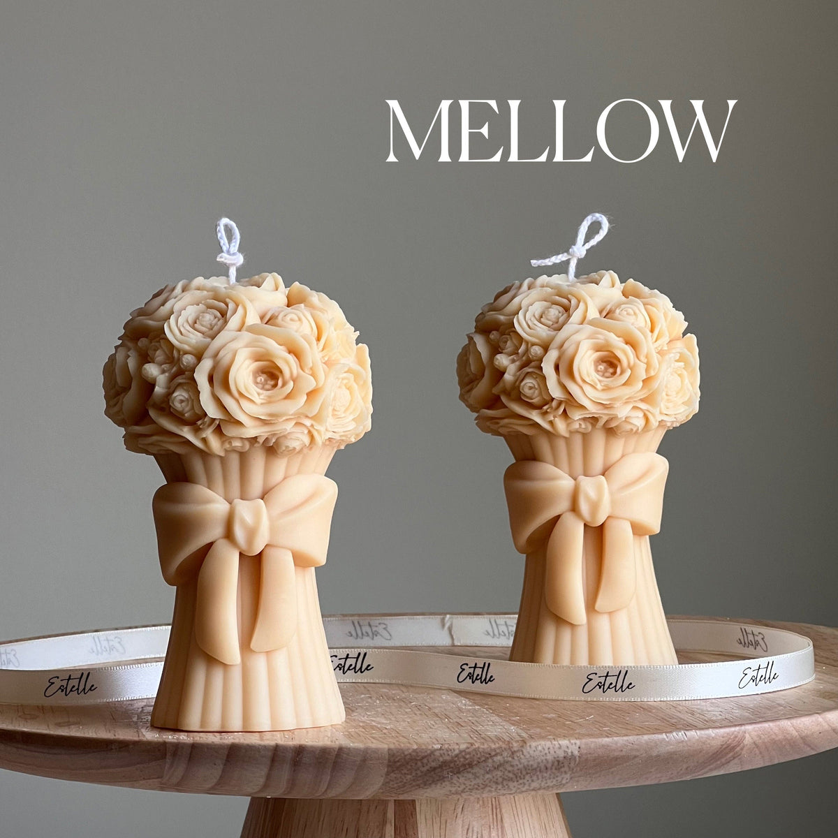 Bougie sculpturale bouquet de fleurs | Bougie pilier en cire de soja