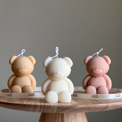 Small Teddy Bear Candle: Sculptural Soy Wax, Custom Scent