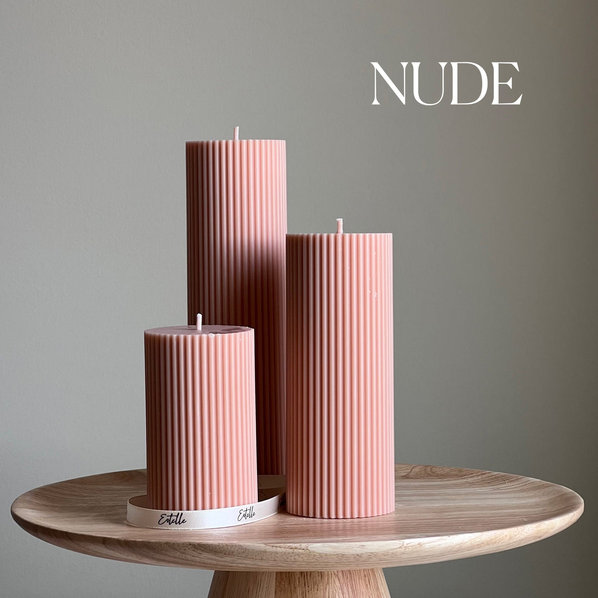 Bougie pilier en cire de soja côtelée faite main | Décoration d'intérieur