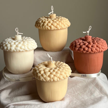 Large Autumn Acorn Soy Wax Candle | Sculptural Fall Decor