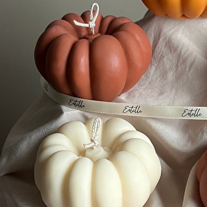 Bougie artisanale citrouille d'automne : Décoration sculpturale en cire de soja