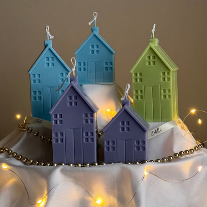 Bougie de Noël artisanale en forme de maison : Décoration de Noël