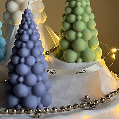 Bougie sapin de Noël en bulles : Décoration festive en cire de soja coulée à la main