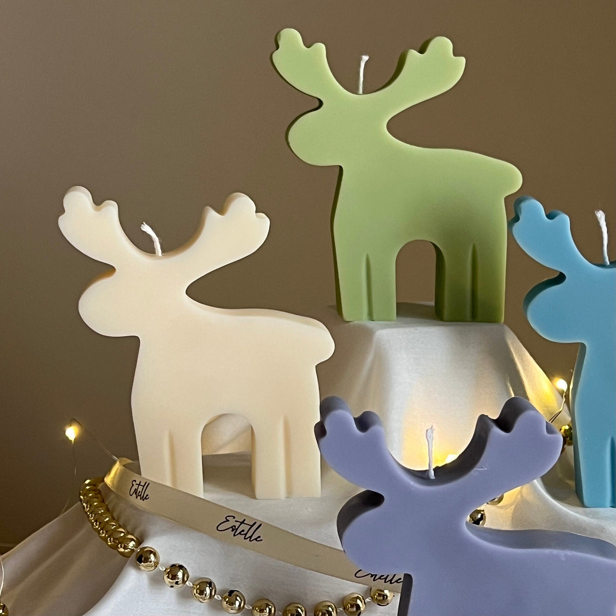 Bougie en Soja Rennes Faite Main : Cadeau Décoration de Noël