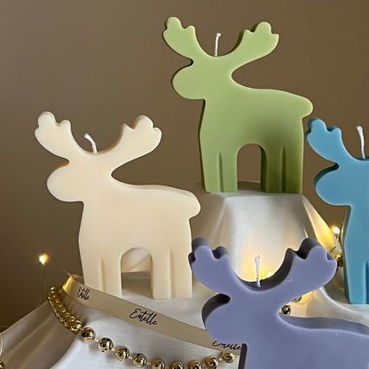 Bougie en Soja Rennes Faite Main : Cadeau Décoration de Noël
