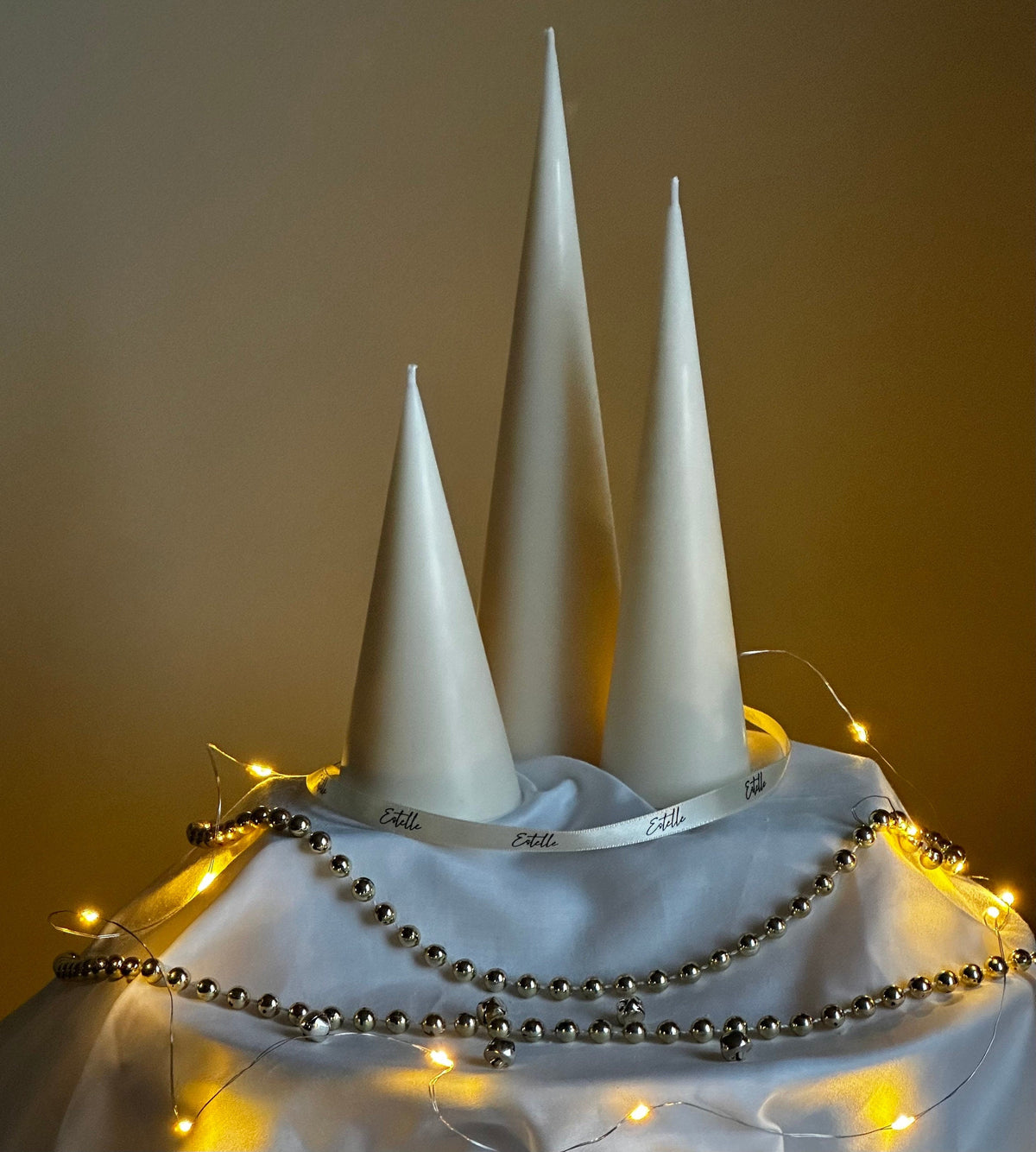 Minimalist Christmas Cone Candle Set: Hand Poured Soy Wax Decor