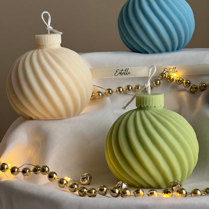 Swirl Christmas Bauble Soy Candle: Handmade Holiday Decor