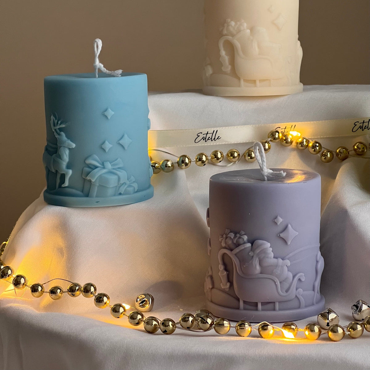 Bougie au soja Père Noël fabriquée à la main : Décoration de Noël