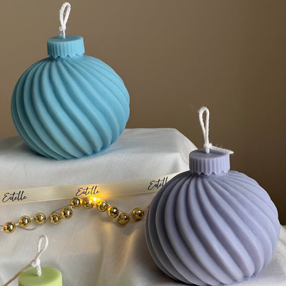 Swirl Christmas Bauble Soy Candle: Handmade Holiday Decor