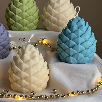 Bougie de Soja Pomme de Pin Faite à la Main : Décoration de Noël