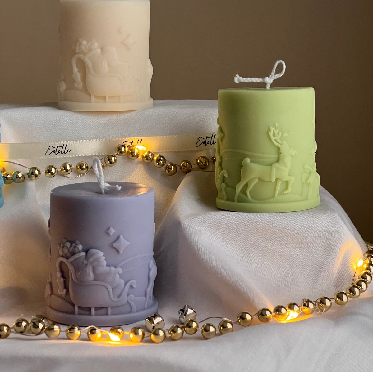 Bougie au soja Père Noël fabriquée à la main : Décoration de Noël