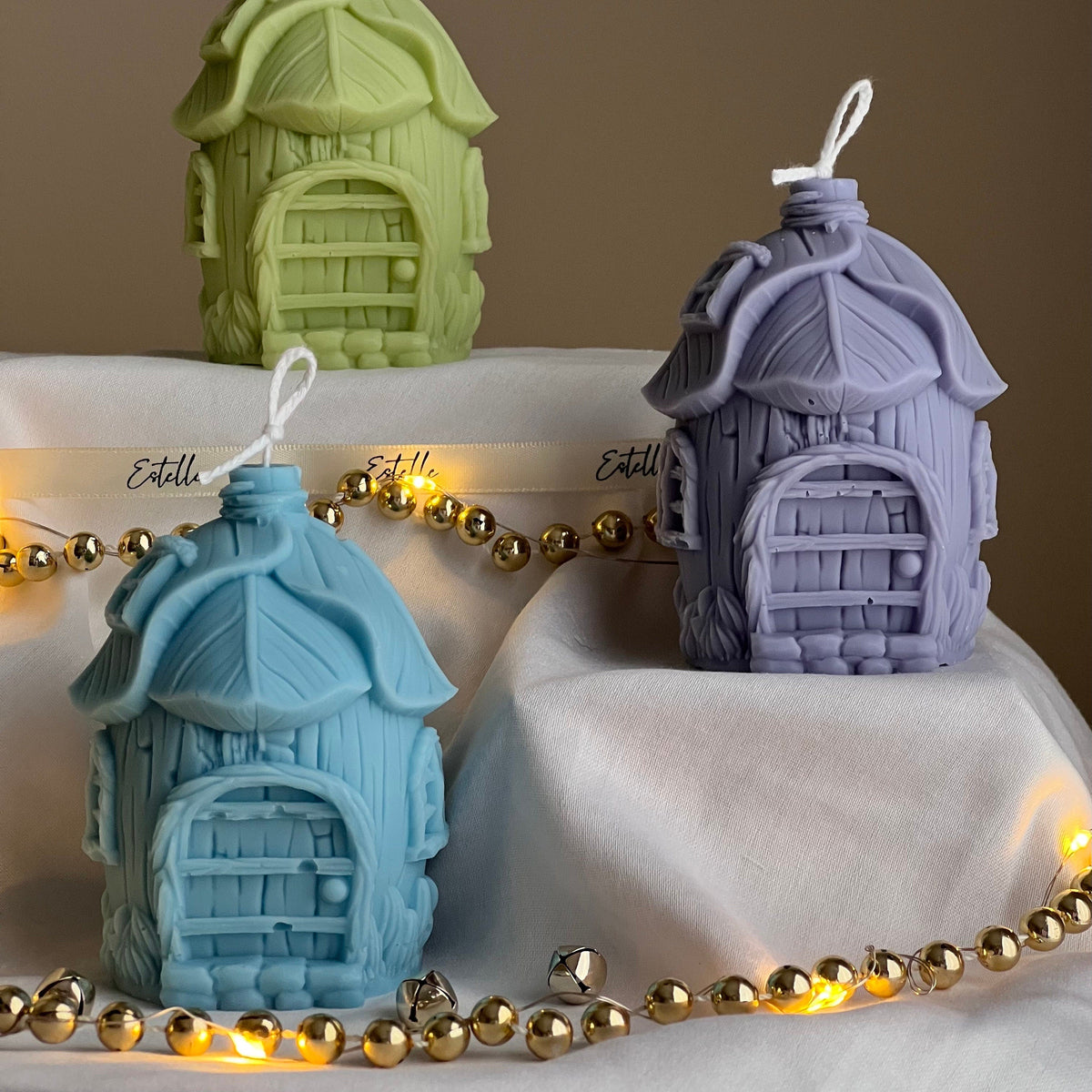 Bougie en cire de soja Leaf House : Cadeau de décoration de Noël fait à la main