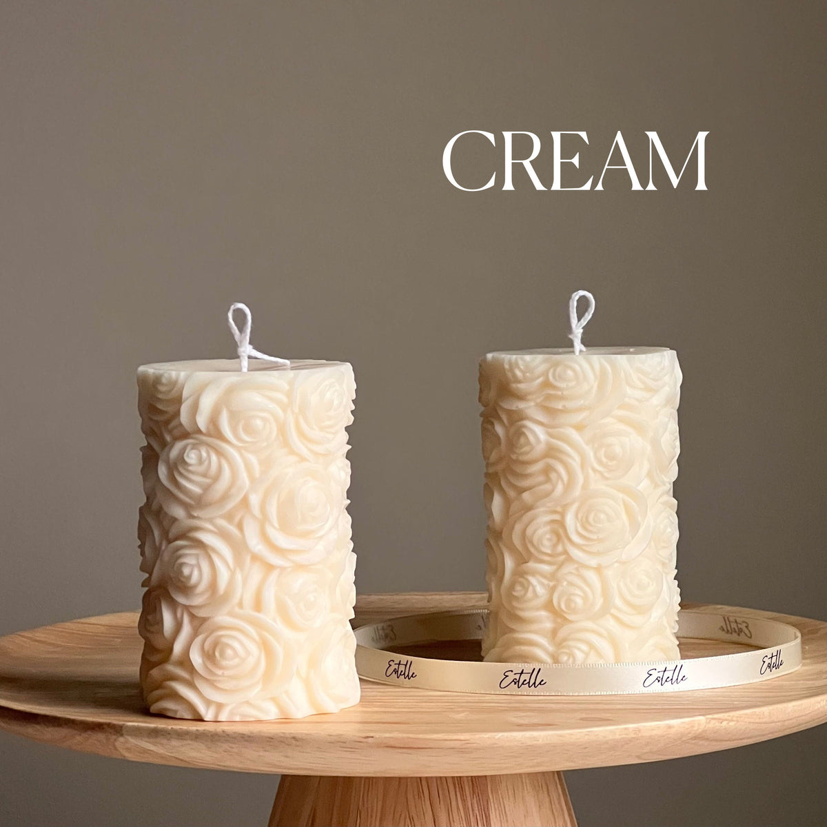 Handmade Rose Soy Wax Pillar Candle | Unscented Decorative Candle