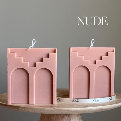 Two Arch Soy Wax Candle: Handmade Decorative Unscented Candle