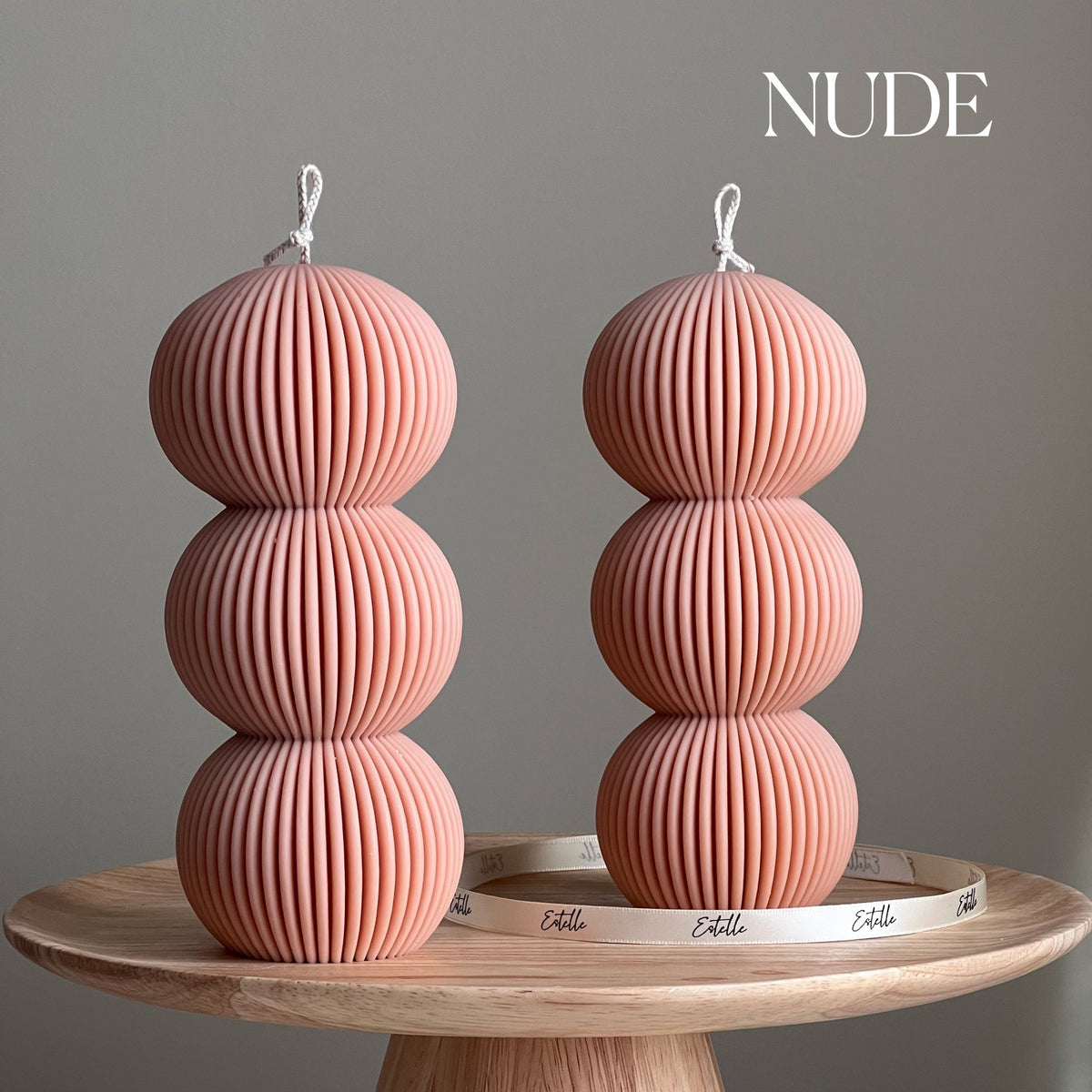 Bougie en cire de soja côtelée faite à la main | Décoration intérieure