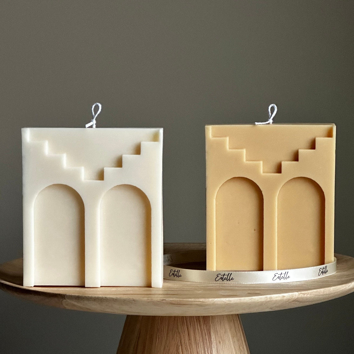 Two Arch Soy Wax Candle: Handmade Decorative Unscented Candle
