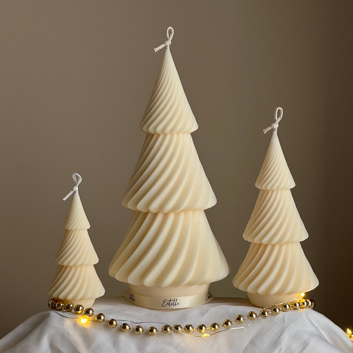 Swirl Ribbed Christmas Tree Candle: Handmade Soy Wax Decor