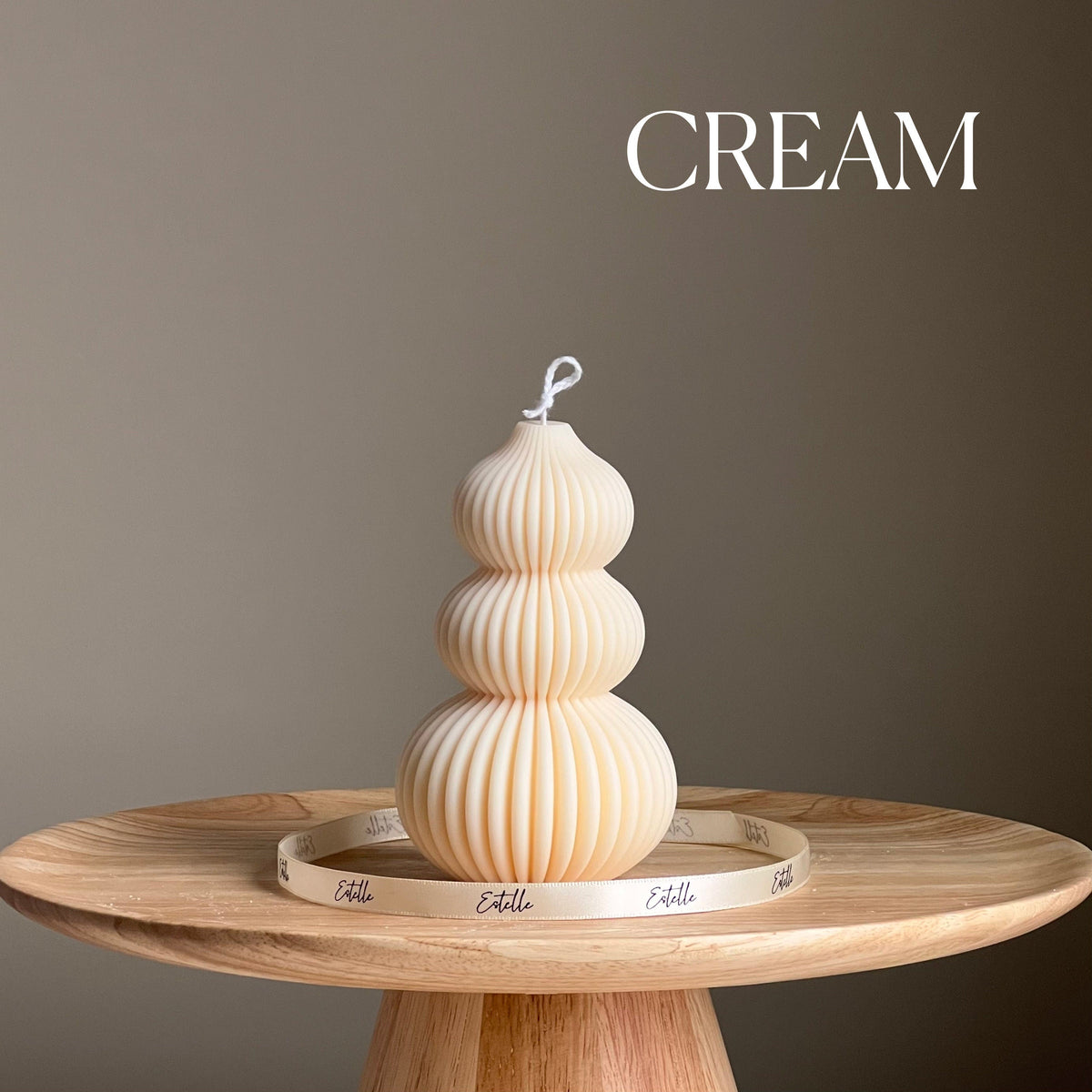 Ribbed Wavy Pillar Candle: Sculptural Soy Candle, Custom Color & Scent