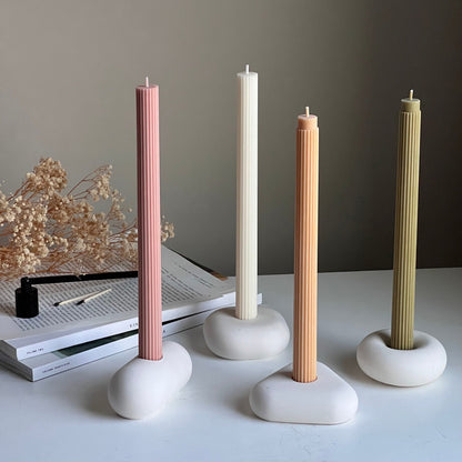 Bougeoir géométrique en jesmonite : Décoration de table minimaliste