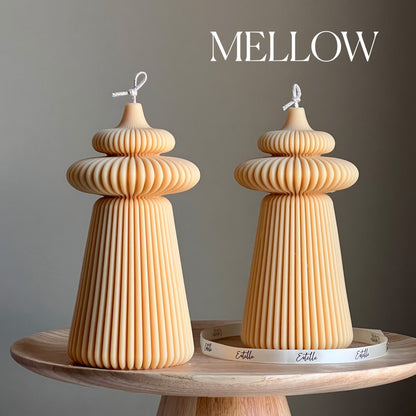 Large Ribbed Soy Pillar Candle | Sculptural Home Decor