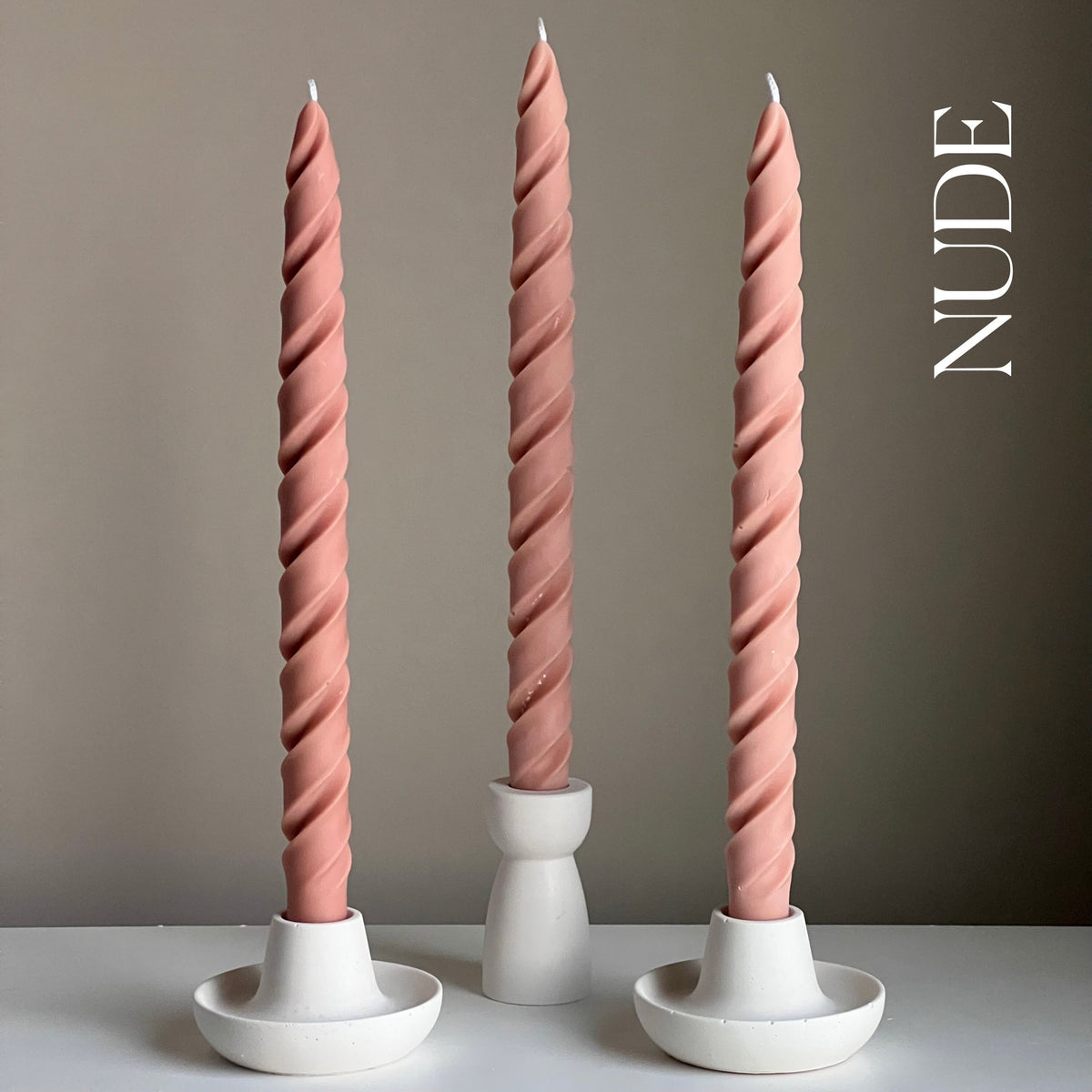 Tall Twisted Soy Wax Taper Candle: Handmade Pastel Decor