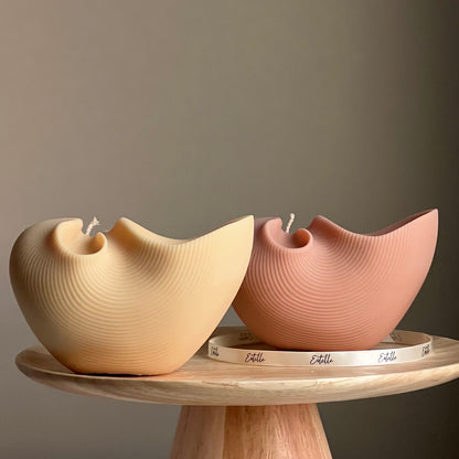 Grande bougie en cire de soja Coquillage | Décoration unique en forme de coquille de palourde