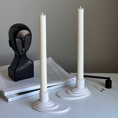 Minimalist Jesmonite Candlestick Holder: Modern Table Decor