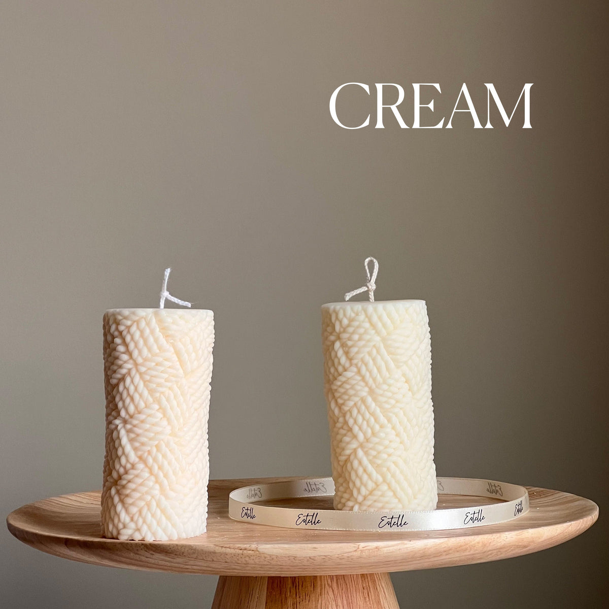 Bougie pilier en soja tricoté | Décoration sculpturale pour la maison
