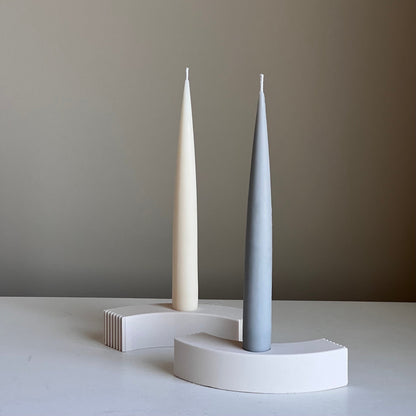 Bougeoir Minimaliste en Jesmonite : Décoration Géométrique pour Bougie Conique