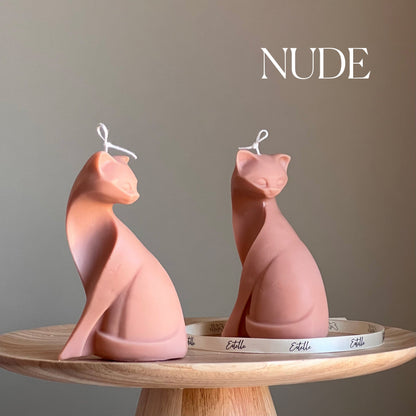 Bougie en cire de soja faite à la main en forme de chat | Pilier décoratif non parfumé